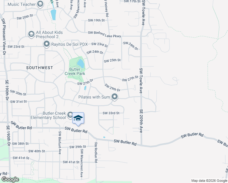 map of restaurants, bars, coffee shops, grocery stores, and more near 1960 Southwest 29th Drive in Gresham