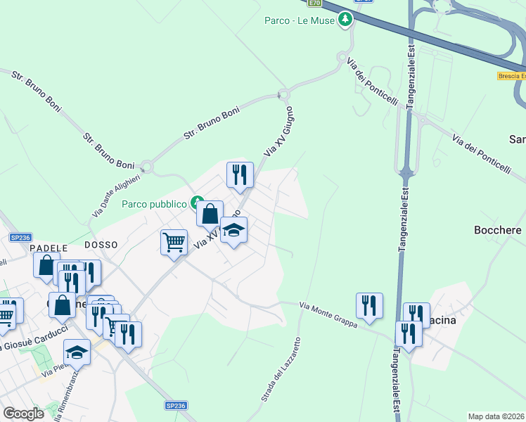 map of restaurants, bars, coffee shops, grocery stores, and more near 18 Traversa V Villaggio Geroldi in Castenedolo