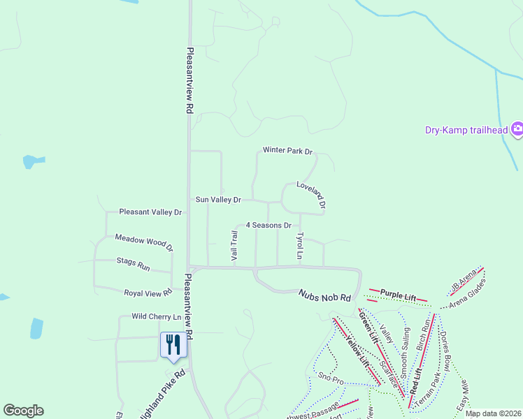 map of restaurants, bars, coffee shops, grocery stores, and more near 5214 Kandahar Lane in Harbor Springs