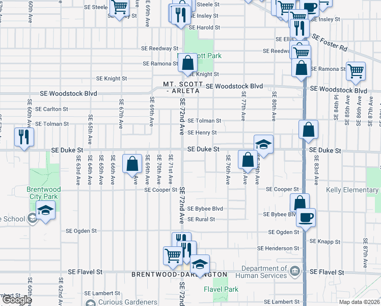 map of restaurants, bars, coffee shops, grocery stores, and more near in Portland