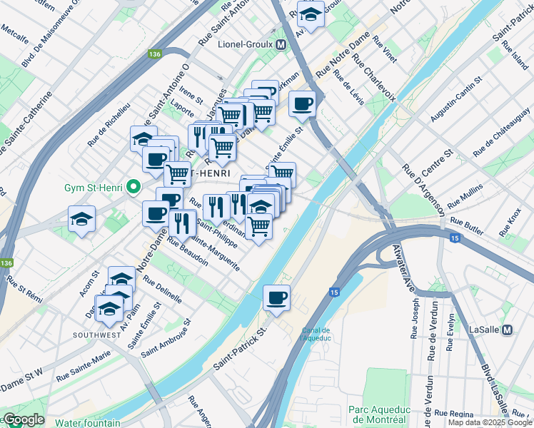 map of restaurants, bars, coffee shops, grocery stores, and more near 420-4035 Rue Saint-Ambroise in Montréal