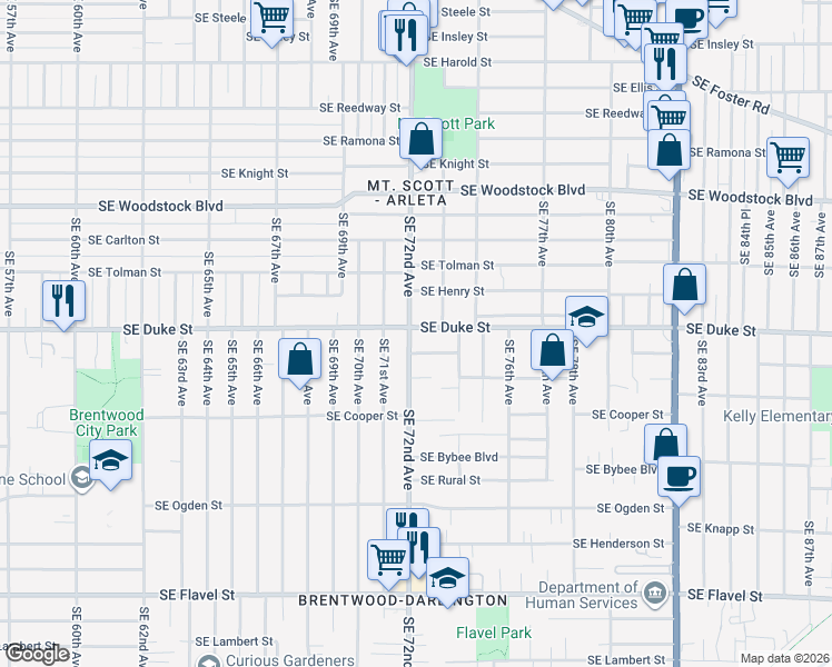 map of restaurants, bars, coffee shops, grocery stores, and more near in Portland