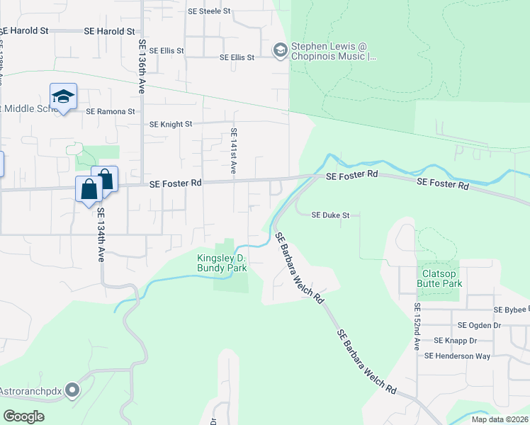 map of restaurants, bars, coffee shops, grocery stores, and more near 6438 Southeast 144th Lane in Portland