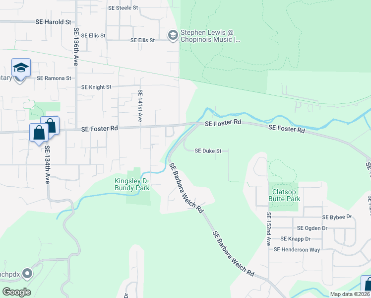 map of restaurants, bars, coffee shops, grocery stores, and more near 14508 Southeast Duke Street in Portland