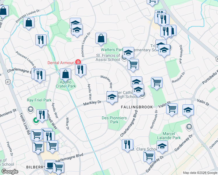 map of restaurants, bars, coffee shops, grocery stores, and more near in Ottawa