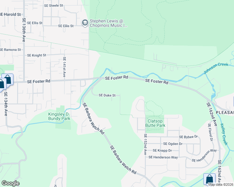 map of restaurants, bars, coffee shops, grocery stores, and more near 14736 Southeast Duke Street in Portland