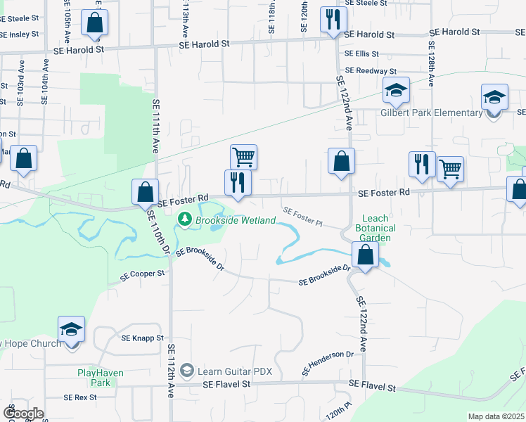 map of restaurants, bars, coffee shops, grocery stores, and more near 11716 Southeast Foster Road in Portland