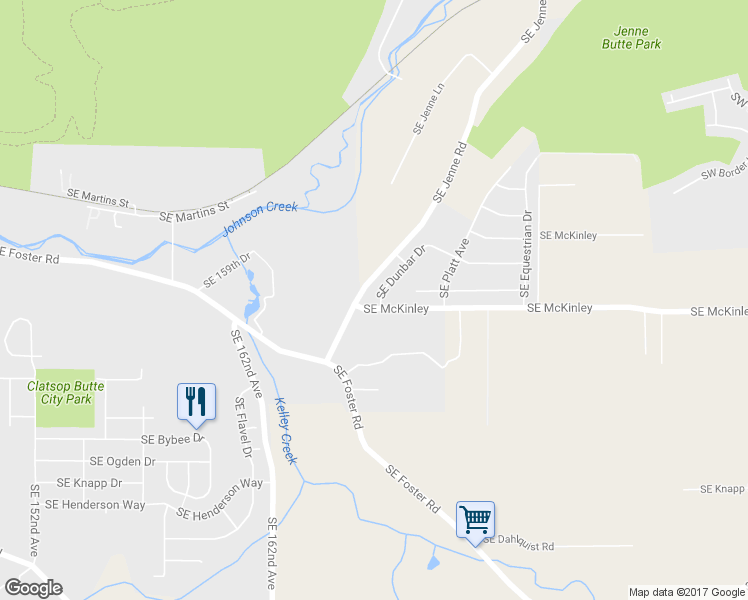 map of restaurants, bars, coffee shops, grocery stores, and more near 6529 Southeast Dunbar Drive in Portland
