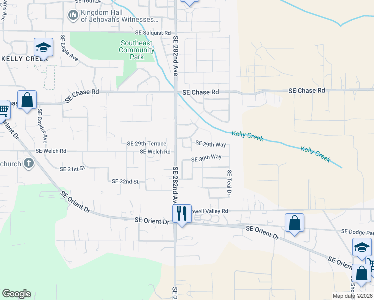 map of restaurants, bars, coffee shops, grocery stores, and more near 2939 Southeast Osprey Loop in Gresham