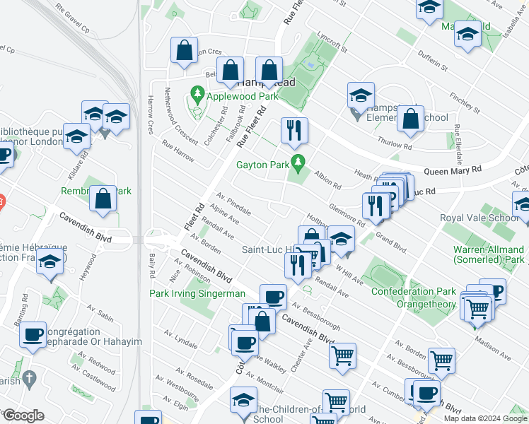 map of restaurants, bars, coffee shops, grocery stores, and more near 48 Place Holtham in Hampstead
