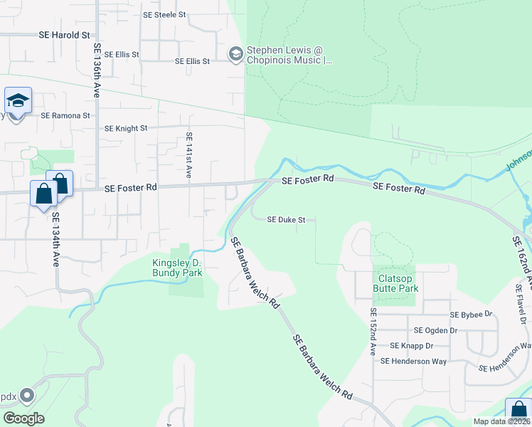 map of restaurants, bars, coffee shops, grocery stores, and more near 14508 Southeast Duke Street in Portland
