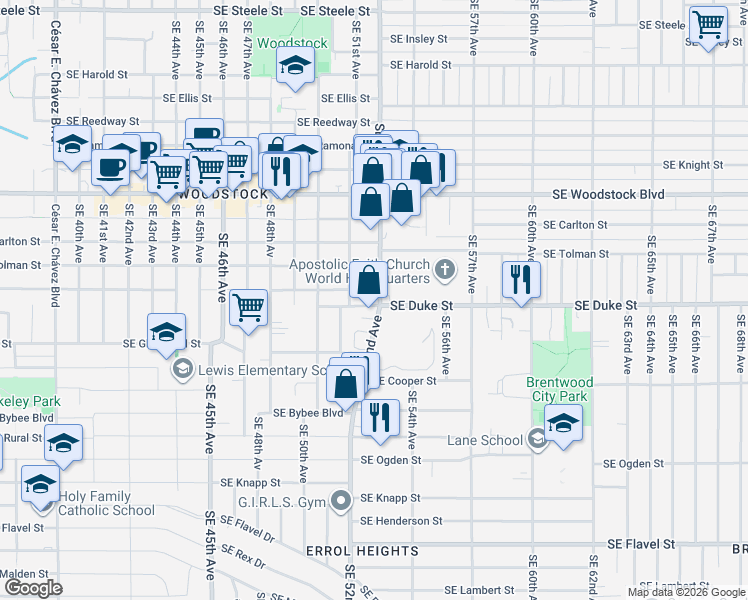 map of restaurants, bars, coffee shops, grocery stores, and more near in Portland
