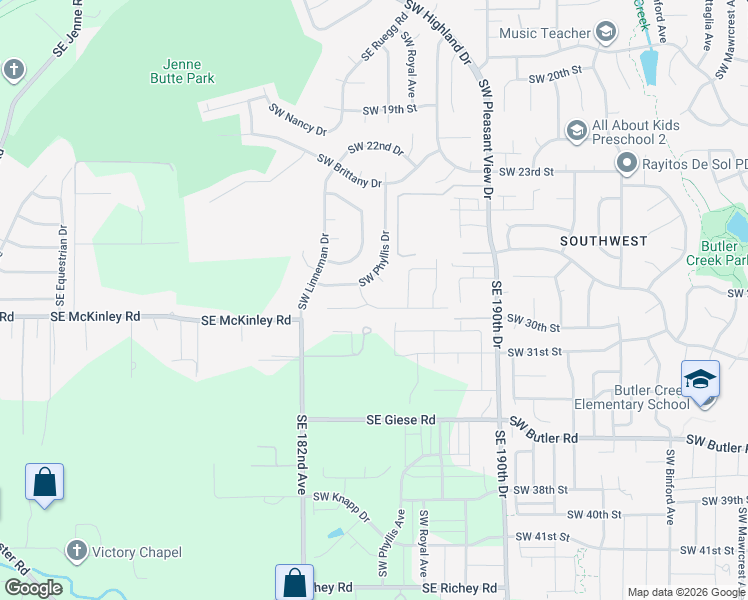 map of restaurants, bars, coffee shops, grocery stores, and more near 3993 Southwest 30th Drive in Gresham