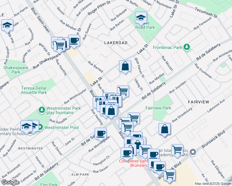 map of restaurants, bars, coffee shops, grocery stores, and more near 323 Rue Hurteau in Dollard-des-Ormeaux