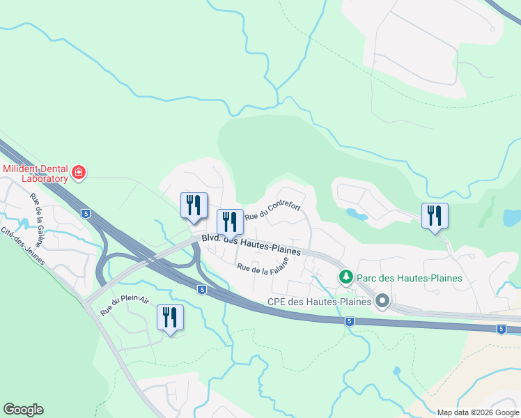 map of restaurants, bars, coffee shops, grocery stores, and more near 79 Rue du Contrefort in Gatineau
