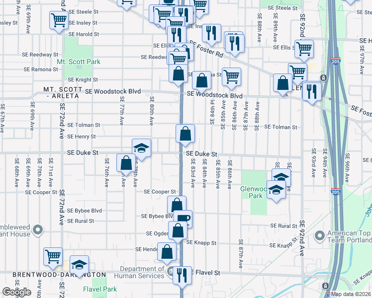 map of restaurants, bars, coffee shops, grocery stores, and more near in Portland