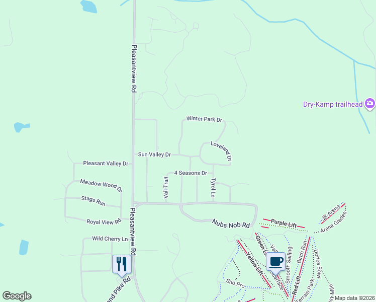 map of restaurants, bars, coffee shops, grocery stores, and more near 5214 Kandahar Lane in Harbor Springs