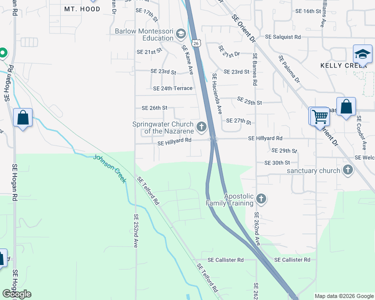 map of restaurants, bars, coffee shops, grocery stores, and more near 2941 Southeast Kane Avenue in Gresham