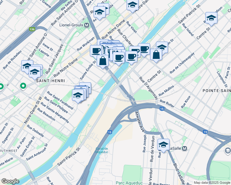 map of restaurants, bars, coffee shops, grocery stores, and more near in Montreal