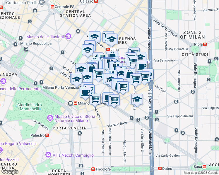 map of restaurants, bars, coffee shops, grocery stores, and more near Via Bernardino Ramazzini in Milan