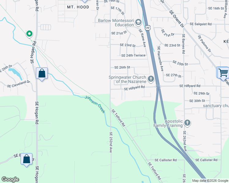 map of restaurants, bars, coffee shops, grocery stores, and more near 2845 Southeast Robin Circle in Gresham