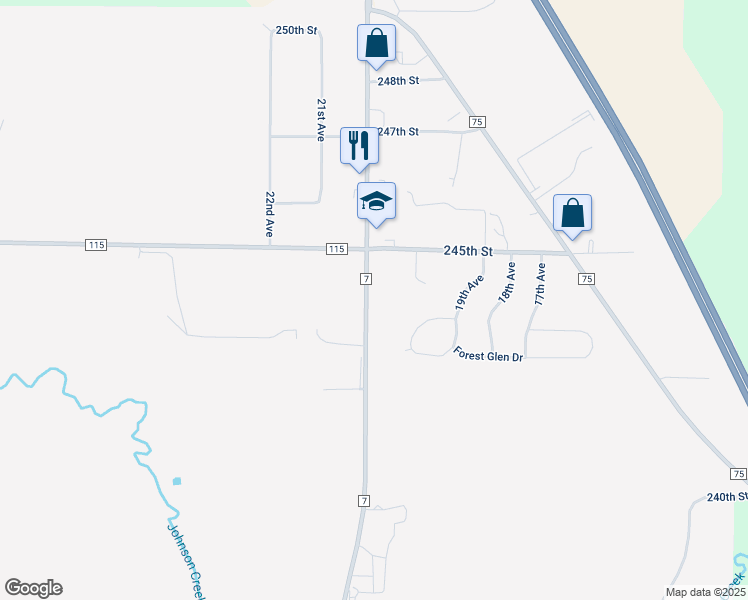 map of restaurants, bars, coffee shops, grocery stores, and more near 24402 County Road 7 in Saint Augusta