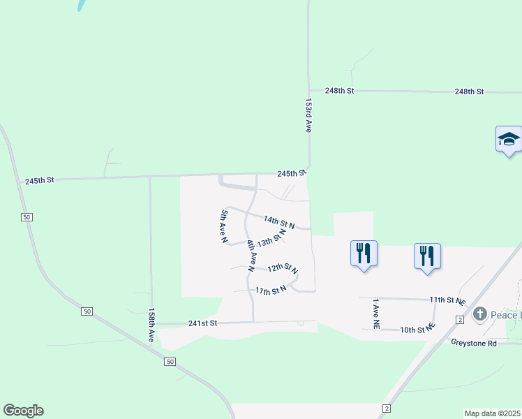map of restaurants, bars, coffee shops, grocery stores, and more near 309 14th Street North in Cold Spring