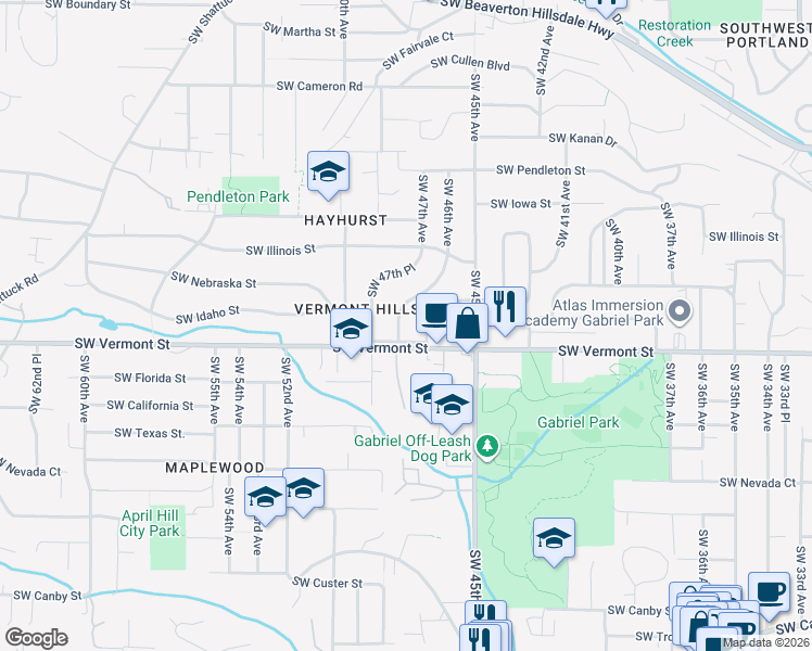 map of restaurants, bars, coffee shops, grocery stores, and more near in Portland