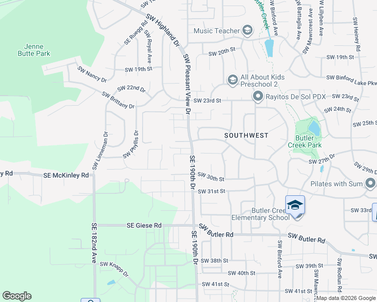 map of restaurants, bars, coffee shops, grocery stores, and more near 3519 Southwest 28th Terrace in Gresham
