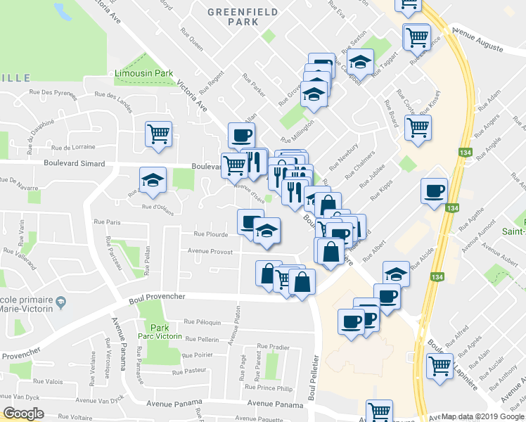 map of restaurants, bars, coffee shops, grocery stores, and more near 846 Avenue d'Isère in Saint-Lambert