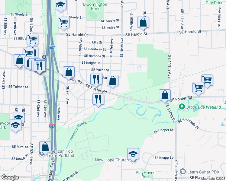 map of restaurants, bars, coffee shops, grocery stores, and more near in Portland