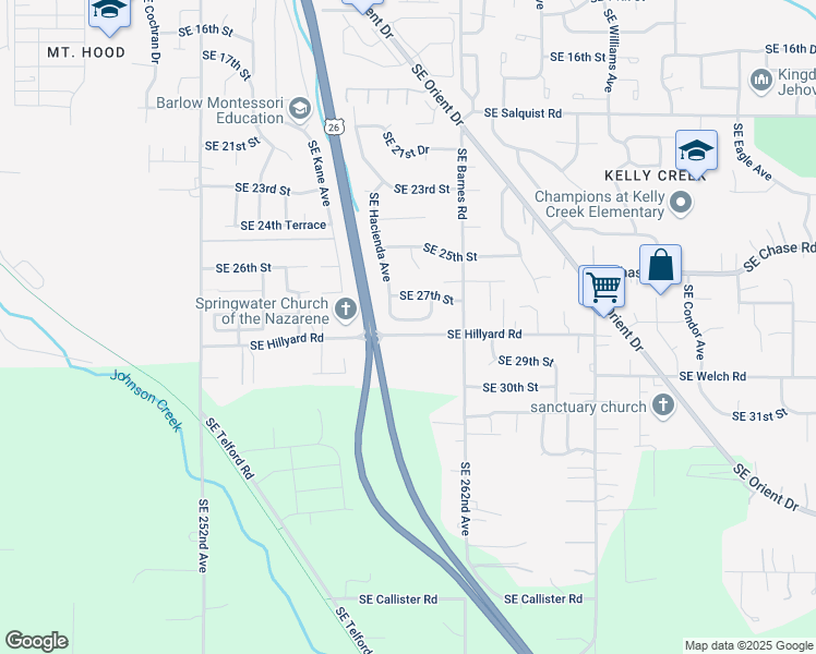 map of restaurants, bars, coffee shops, grocery stores, and more near 2759 Southeast Hacienda Loop in Gresham