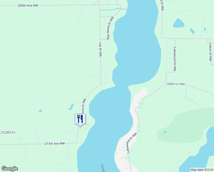 map of restaurants, bars, coffee shops, grocery stores, and more near 28033 Bay Shore Drive Northwest in Isanti
