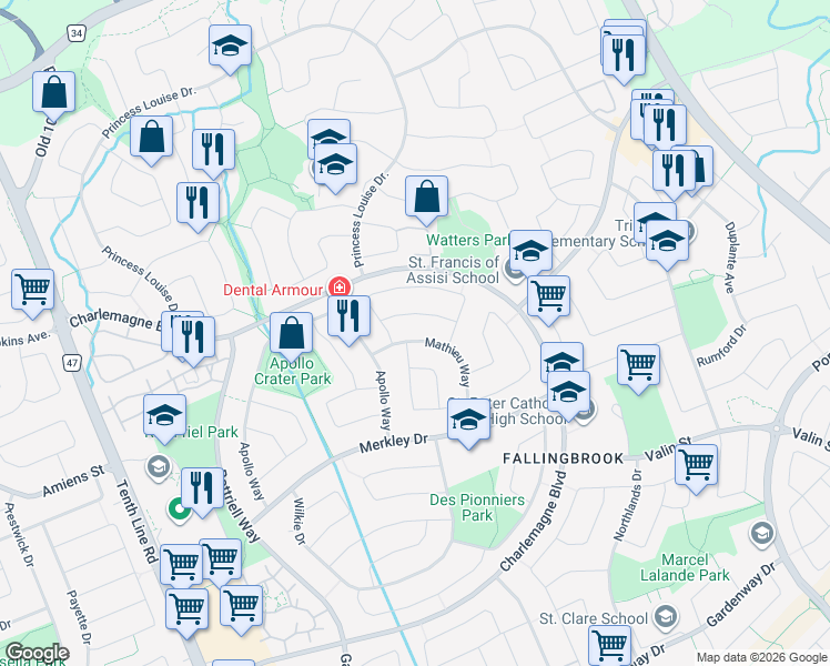 map of restaurants, bars, coffee shops, grocery stores, and more near in Ottawa