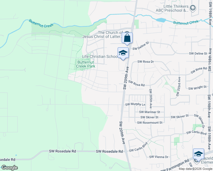 map of restaurants, bars, coffee shops, grocery stores, and more near 5920 Southeast 81st Avenue in Beaverton