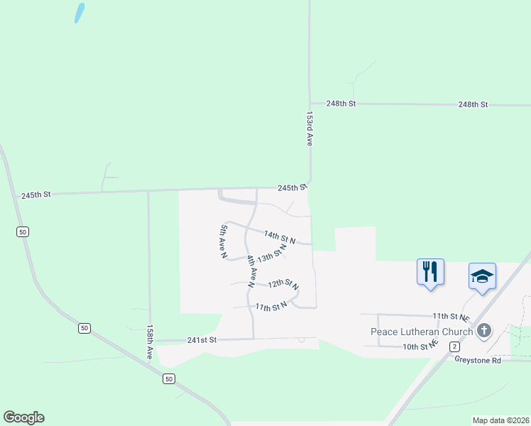 map of restaurants, bars, coffee shops, grocery stores, and more near 309 14th Street North in Cold Spring