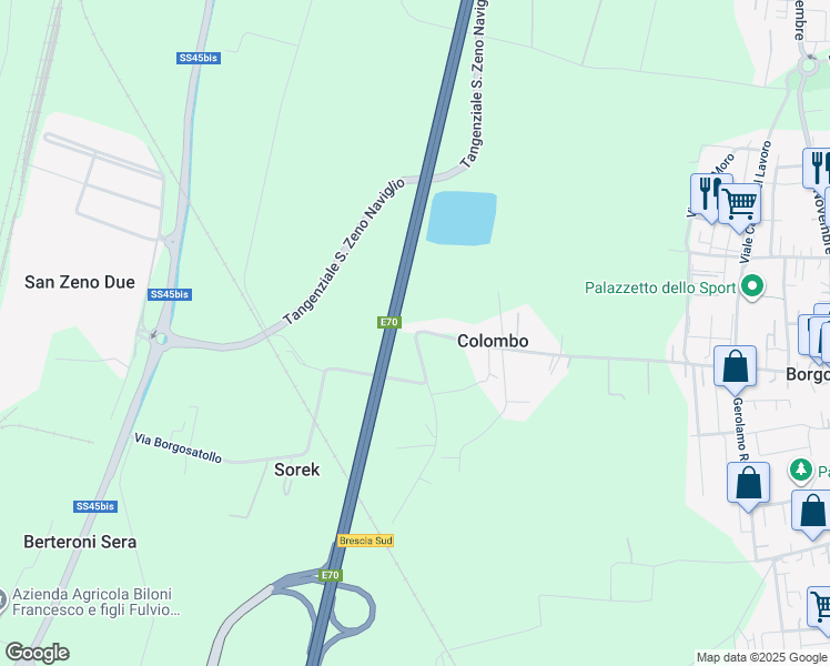 map of restaurants, bars, coffee shops, grocery stores, and more near 82 Via Roma in Provincia di Brescia