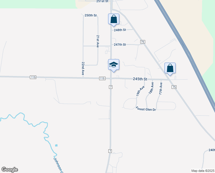 map of restaurants, bars, coffee shops, grocery stores, and more near 24402 County Road 7 in Saint Augusta