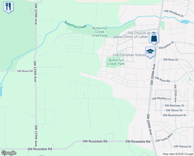 map of restaurants, bars, coffee shops, grocery stores, and more near 7648 Southeast Vermont Street in Hillsboro