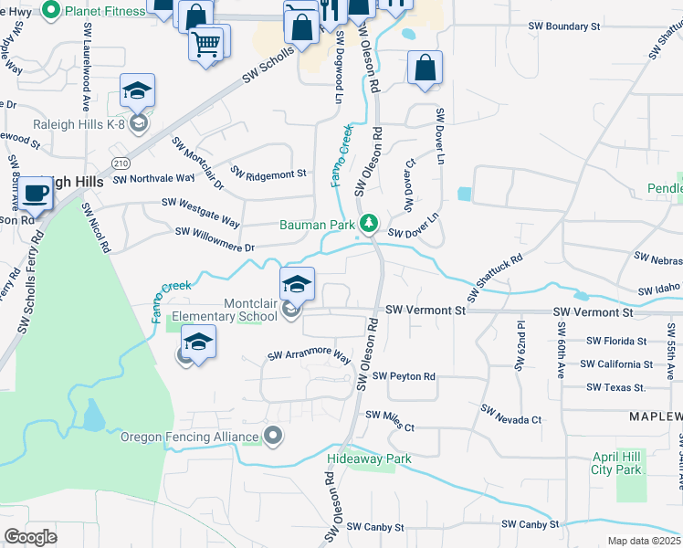 map of restaurants, bars, coffee shops, grocery stores, and more near 7065 Southwest Ivy Lane in Portland