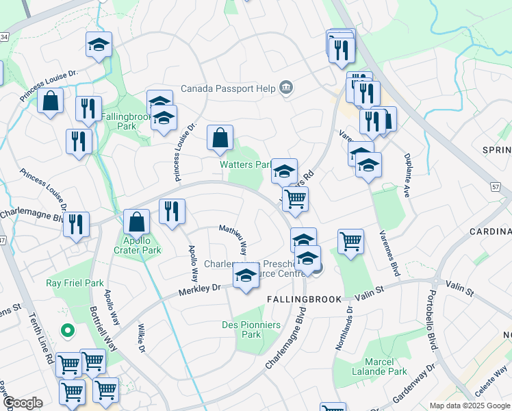 map of restaurants, bars, coffee shops, grocery stores, and more near 1750 Tache Way in Ottawa