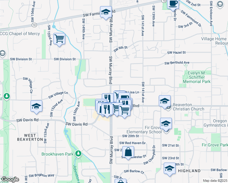 map of restaurants, bars, coffee shops, grocery stores, and more near in Beaverton