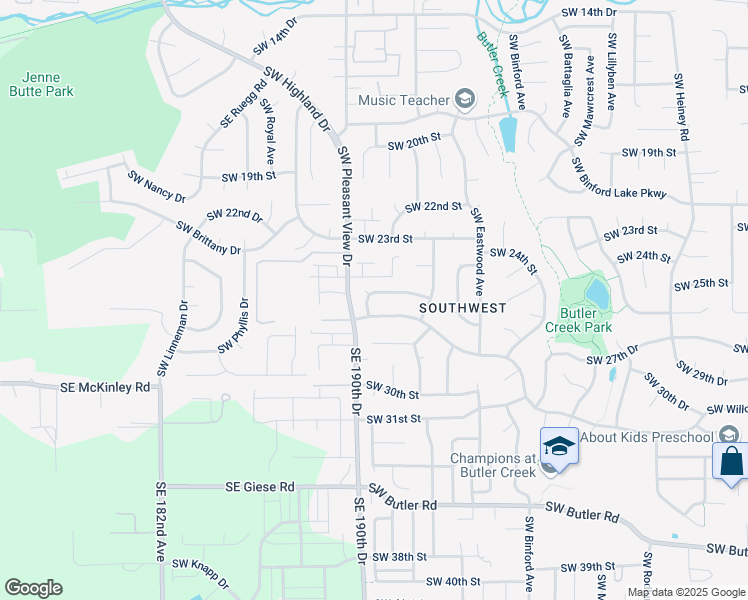 map of restaurants, bars, coffee shops, grocery stores, and more near 3317 Southwest 26th Street in Gresham