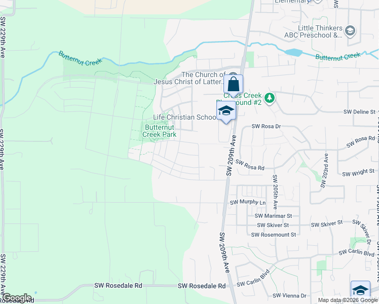 map of restaurants, bars, coffee shops, grocery stores, and more near 8105 Southeast Atwood Street in Hillsboro