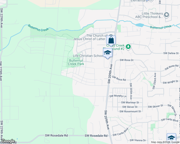 map of restaurants, bars, coffee shops, grocery stores, and more near 8105 Southeast Atwood Street in Hillsboro