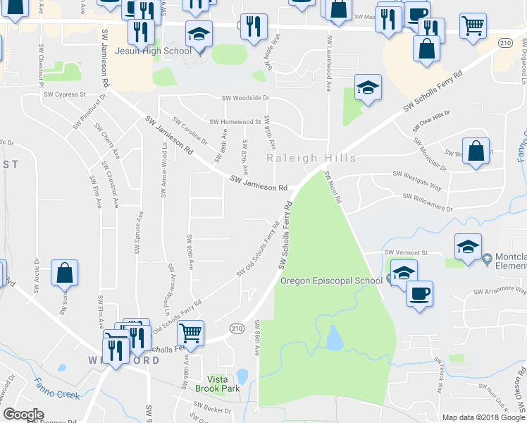 map of restaurants, bars, coffee shops, grocery stores, and more near 8549 Southwest Laurel Leaf Lane in Portland