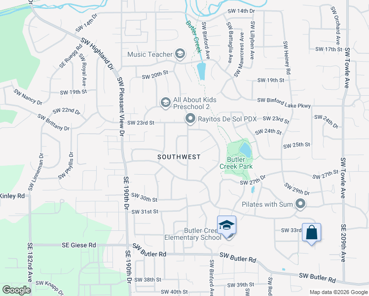 map of restaurants, bars, coffee shops, grocery stores, and more near 2510 Southwest Eastwood Avenue in Gresham