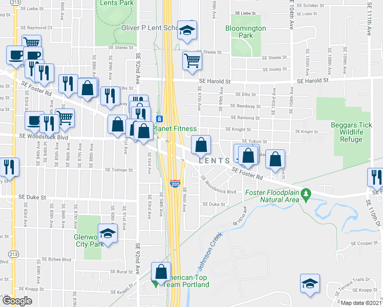 map of restaurants, bars, coffee shops, grocery stores, and more near in Portland