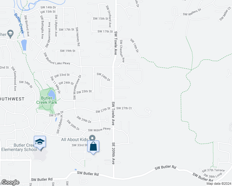 map of restaurants, bars, coffee shops, grocery stores, and more near 2520 Southwest Towle Avenue in Gresham