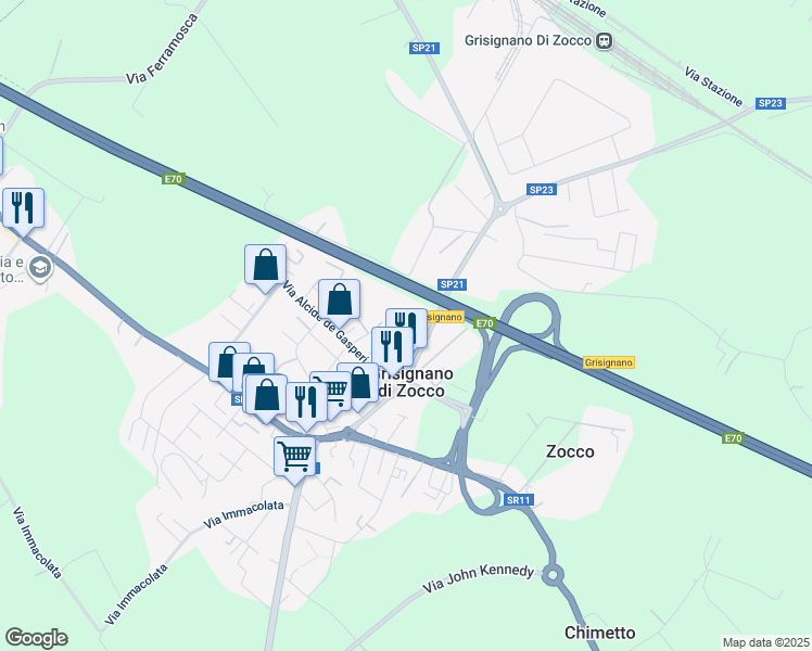 map of restaurants, bars, coffee shops, grocery stores, and more near 29 Via Gian Giorgio Trissino in Grisignano di Zocco